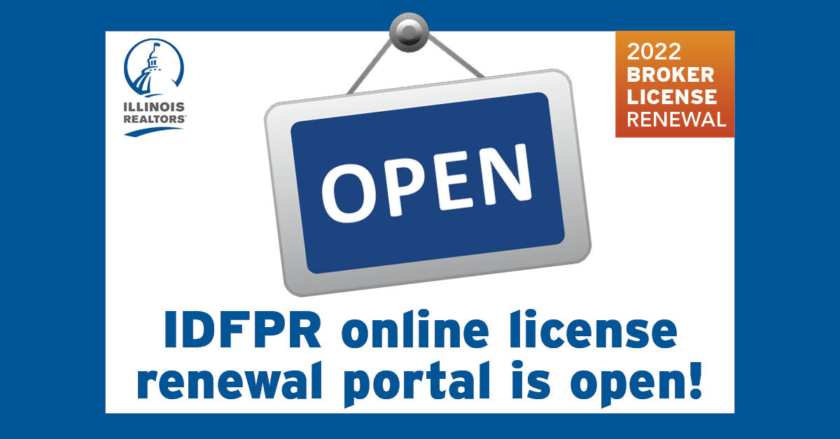 IDFPR Broker License Renewal Portal open